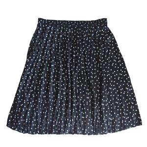 Time and Tru Polka Dot Pleated A-Line Skirt XXXL (22) Black White